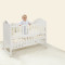 呵宝HOPE 婴儿床实木白色实木欧式婴儿床宝宝摇床带滚轮多功能松木加大游戏bb床 100*56 床+床垫（送蚊帐）