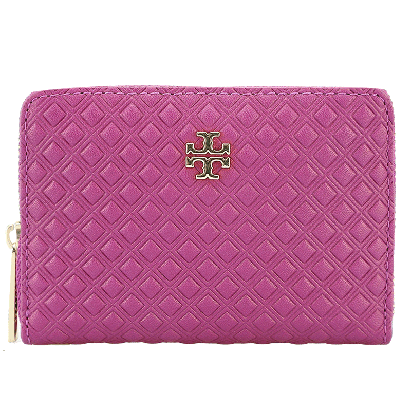 TORY BURCH 托里·伯奇 女士皮质短款零钱包钥匙包 52861 玫红色