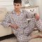 唯景WEIJING睡衣男春秋季纯棉质男士加大码长袖男式开衫套装家居服秋薄款夏季 码数偏小，建议咨询客服！ 807#酒红