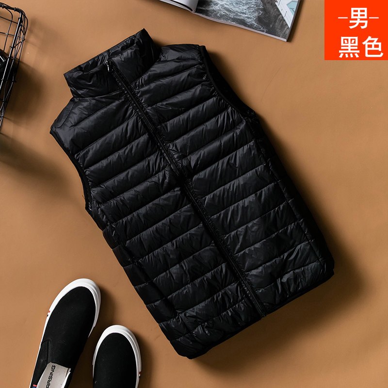 2018新款秋冬轻薄羽绒服男士背心短款大码薄款冬装轻便内外穿马甲 L 黑色