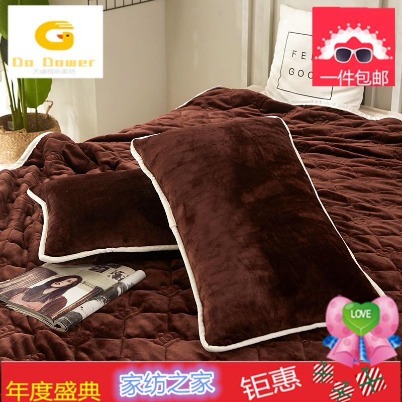 热卖冬季枕套一对成人珊瑚绒加厚保暖单双人法莱绒拉链枕头套包邮_9 48cmX74cm 深咖