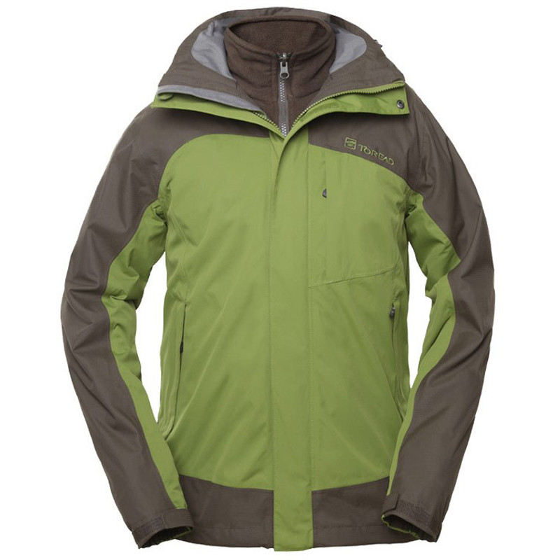 探路者（TOREAD）户外秋冬男式防风保暖套绒冲锋衣两件套TABA91275 2XL TABA91275-3芥绿（男）