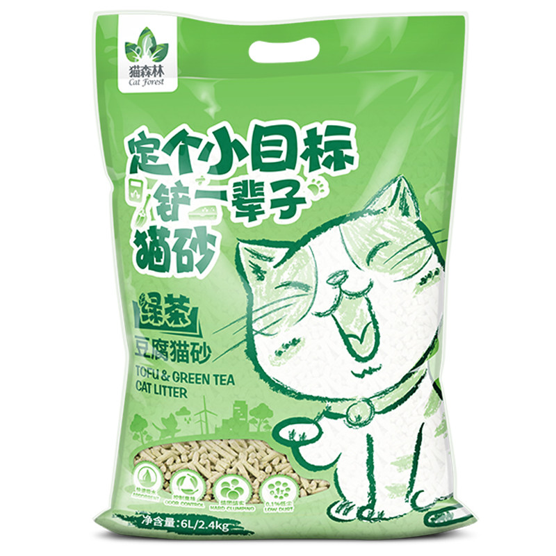 猫森林绿茶豆腐猫砂 6L/2.4kg 豆腐猫砂材质