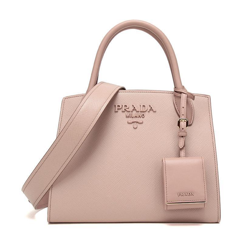 PRADA 普拉达 女士 Monochrome系列牛皮手提单肩包 1BA156 2ERX F0236-V-OOO-杏色