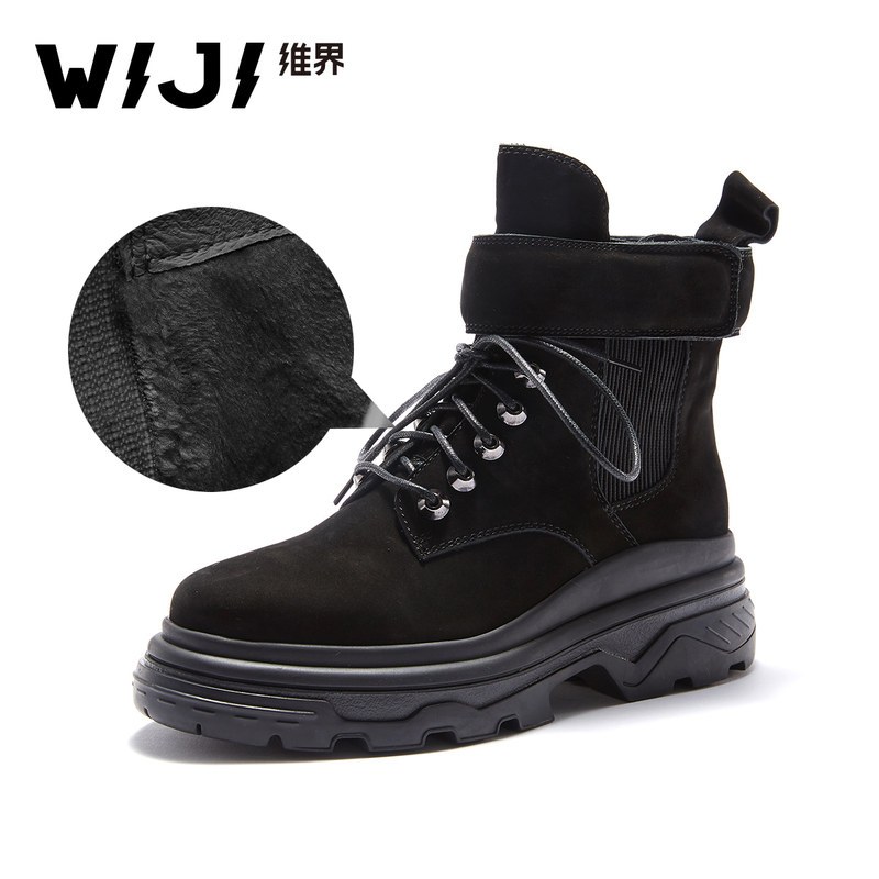 WIJI冬季新款欧美时尚休闲保暖雪地靴个性潮流纯色青春气质魅力女_1 黑色 37