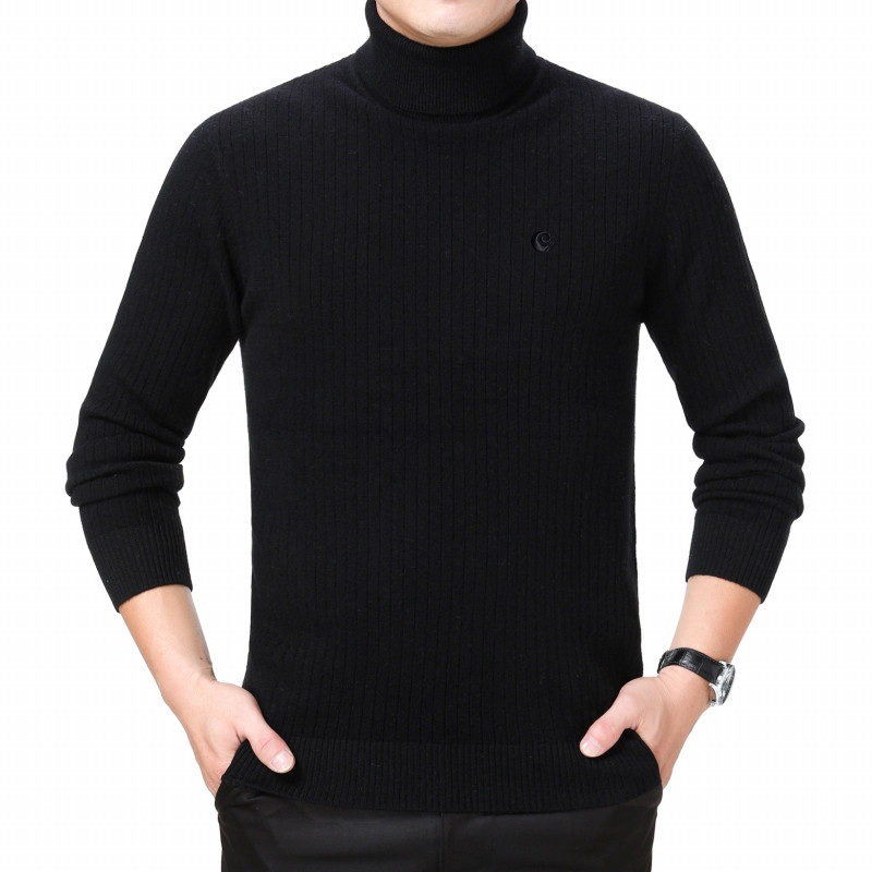 冬季加厚正品鄂尔多斯羊绒衫男100%纯山羊绒拉链半高领纯羊毛男士毛衣中年针织毛衣男高领拉链针织衫男休闲毛衣男恒源祥阿玛尼 6130黑色高领 170/88A