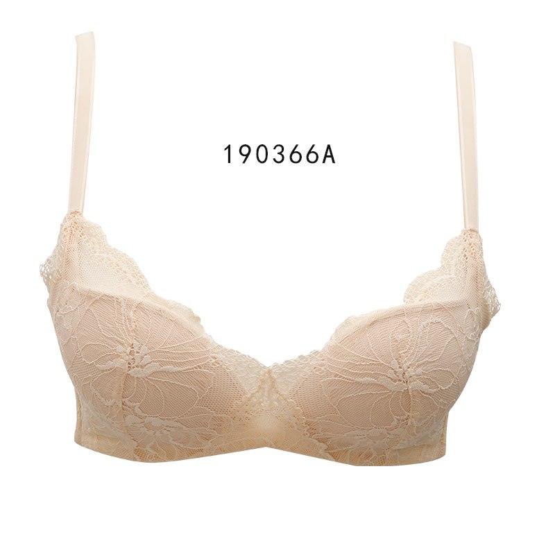 歌瑞尔甜美蕾丝性感小胸聚拢内衣舒适无钢圈少女文胸罩190366A A70 肤色