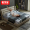 恒享家 皮艺床 MS935A 1.8*2.0m+床头柜*2+椰棕床垫【皮款】
