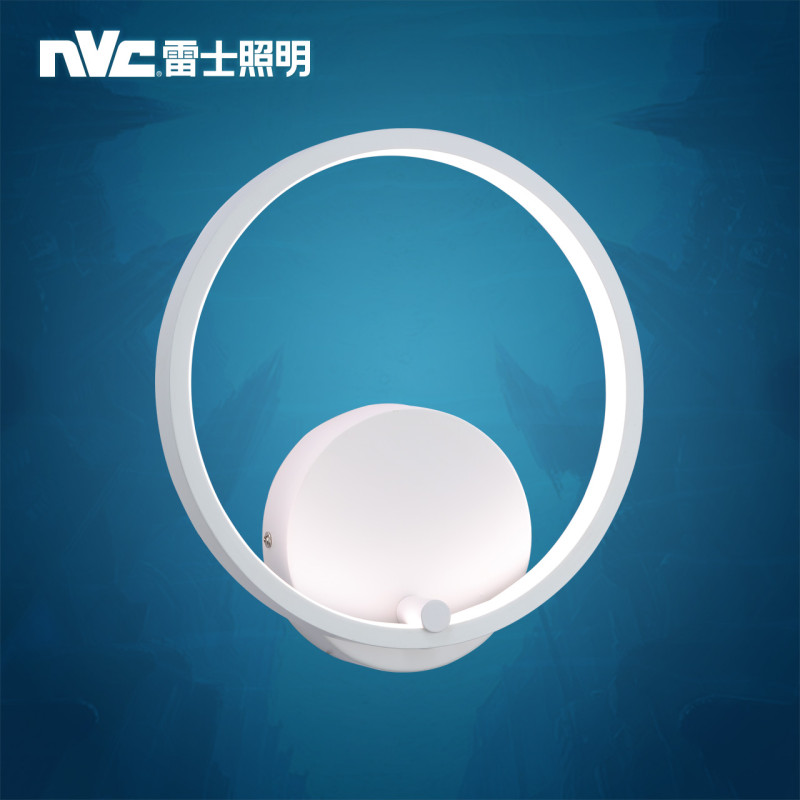 雷士照明(NVC) 简约现代LED壁灯 现代简约温馨卧室客厅床头墙壁家用灯具灯饰 简约套环15W【直径：250*285*70MM】