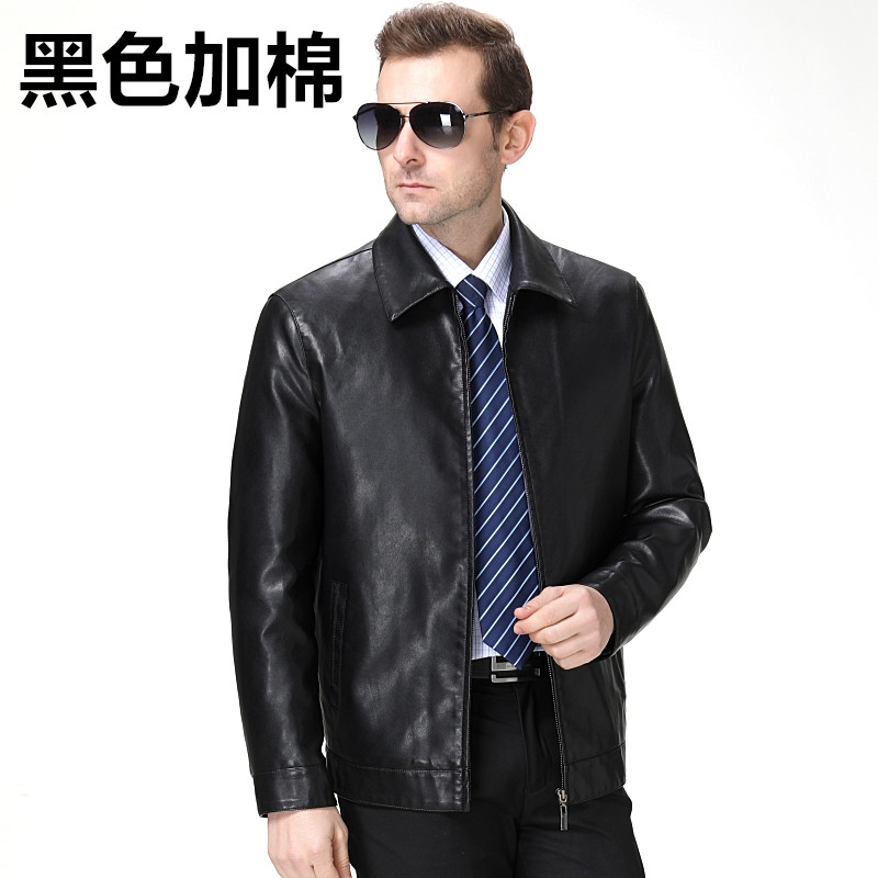 海宁真皮皮衣男士皮夹克头层绵羊皮休闲外套男冬装加棉加绒皮衣男纯皮羊皮山羊皮鄂尔多斯金利来雅戈尔阿玛尼梦特娇正品皮衣外套 1961黑棕单皮 3XL190-104A