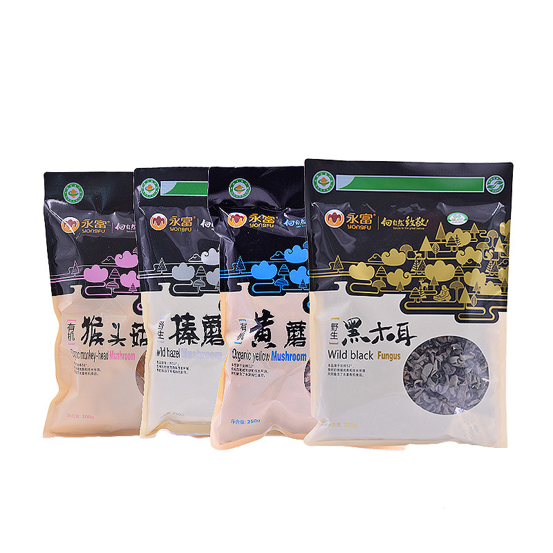 永富 山珍组合袋装4件套 干货菌类 干货大礼包 猴头菇 黑木耳 黄蘑 榛蘑 土特产 送礼佳品
