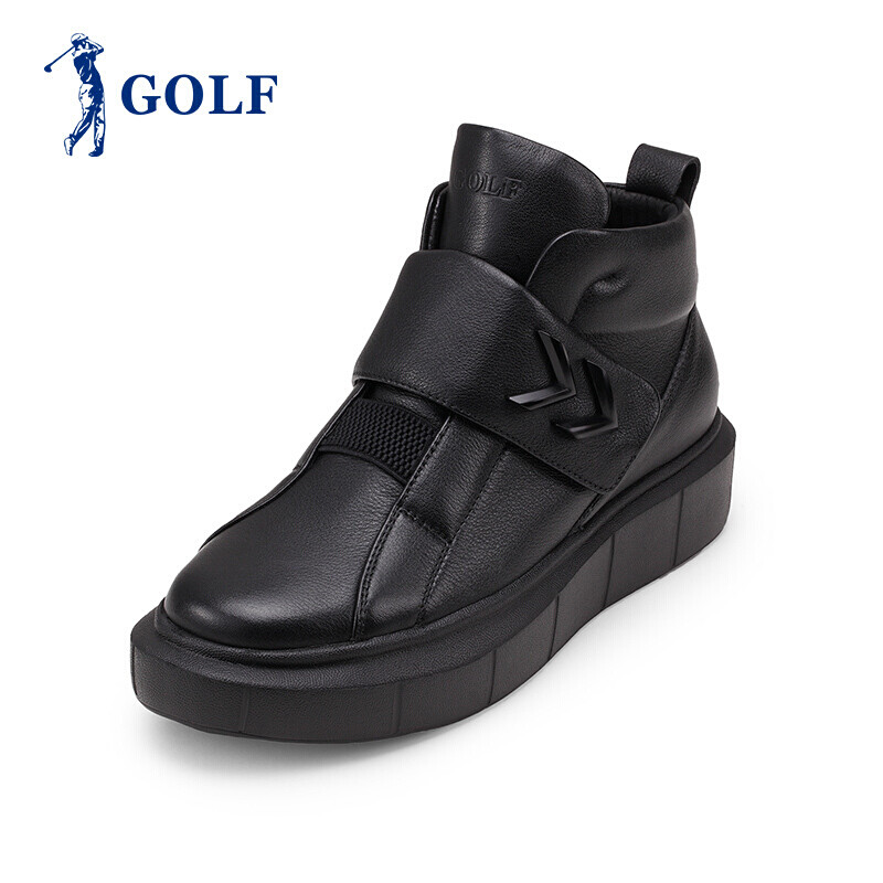GOLF/高尔夫高帮鞋男时尚潮流轻质休闲雪地靴男厚底棉鞋增高男靴_1 黑色常规款 39