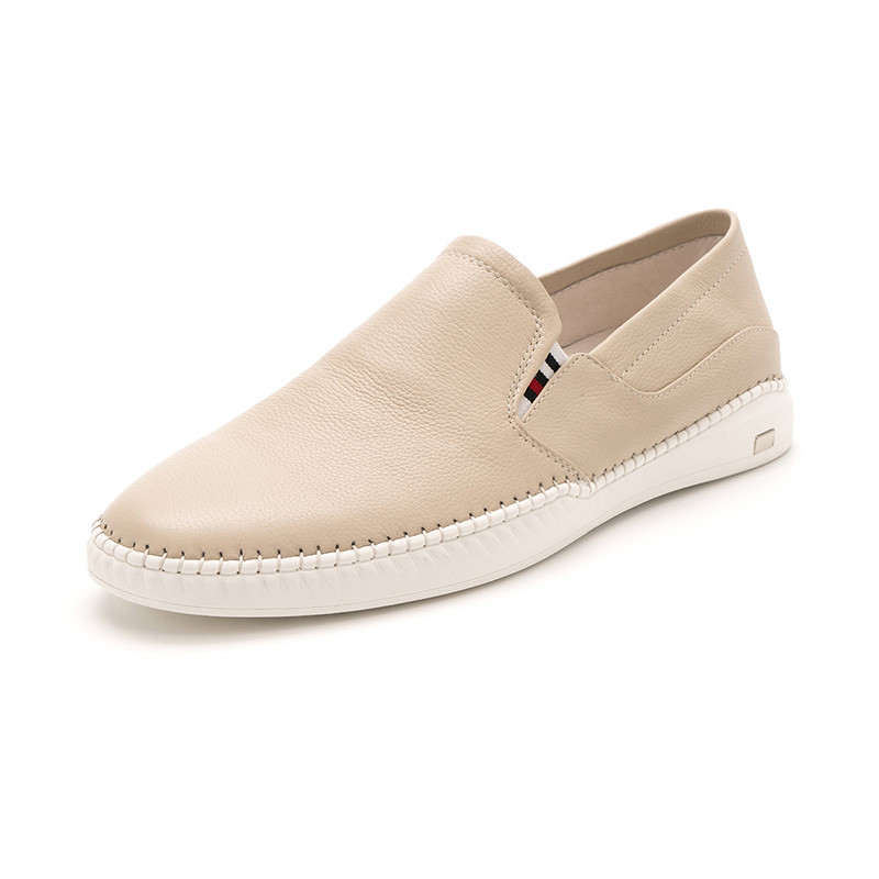 星期六(ST&SAT)男鞋2019年新品牛皮革圆头平底时尚休闲鞋SS92123231 杏色 43码