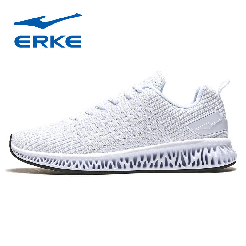 鸿星尔克（ERKE）男鞋秋新款防滑耐磨轻便蓄弹减震跑鞋跑步鞋运动鞋子男 正白 39