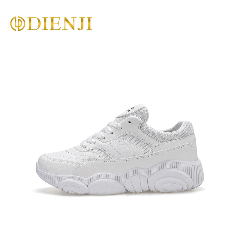 狄恩纪2019春季韩版老爹鞋女时尚休闲潮鞋女 白色 37码