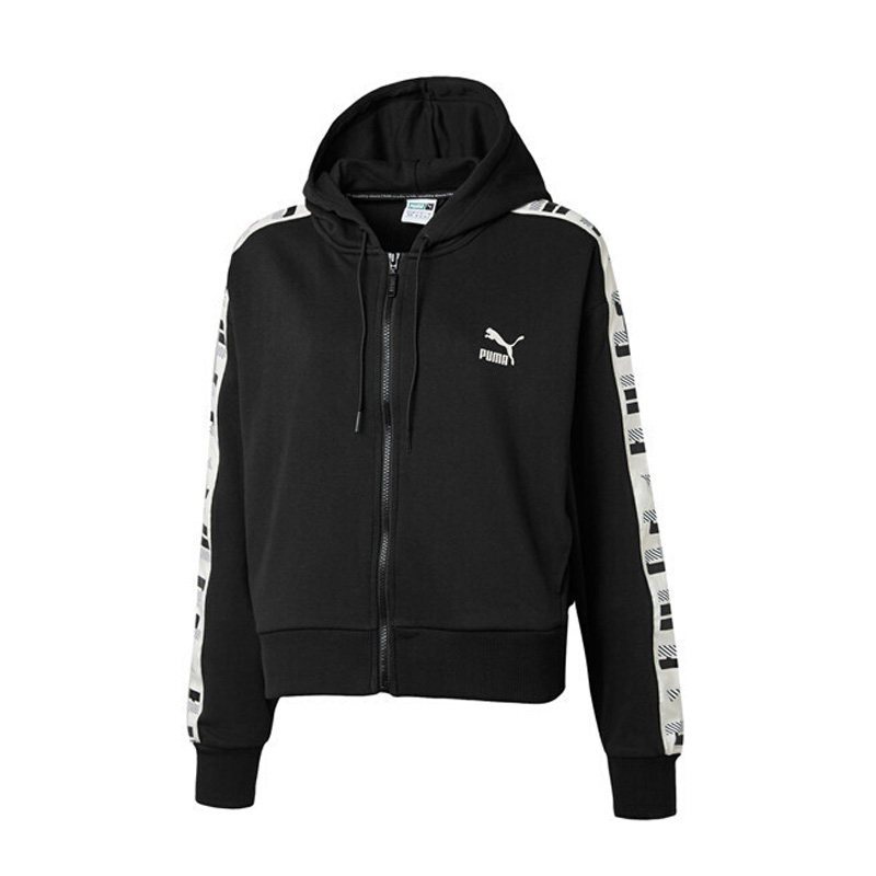 PUMA/彪马专柜女子运动服2018冬新款开衫卫衣串标针织外套|578594 XL 黑色578594-01