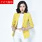 2019春季新款春装女时尚百搭长袖彩色修身显瘦西装短外套清仓0953 S 黄色（H01）