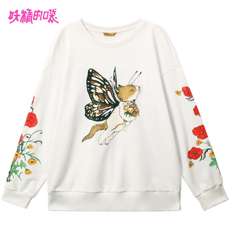 妖精的口袋吸猫消消乐春季套头卫衣_1 S 小傻瓜白色