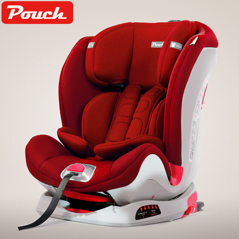 Pouch帛琦 欧标认证KS02二代儿童安全座椅ISOFIX接口靠背五档调节9M-12岁车载宝宝汽车坐椅9KG-36KG 大红色