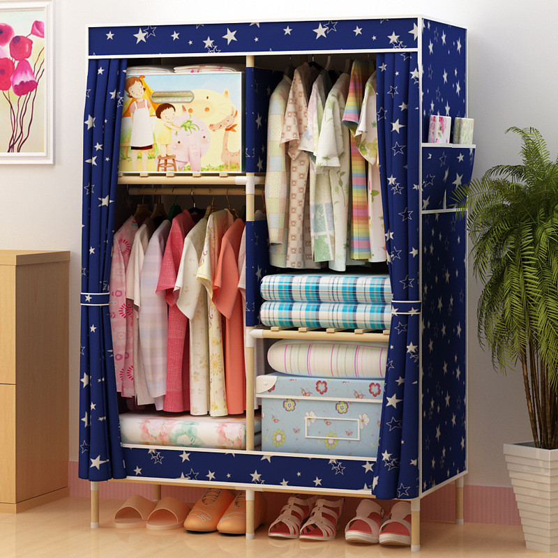 罗森朗 衣柜简约现代组装实木板式柜子儿童卧室经济型木质简易推拉门衣橱 80*50*180cm柚木