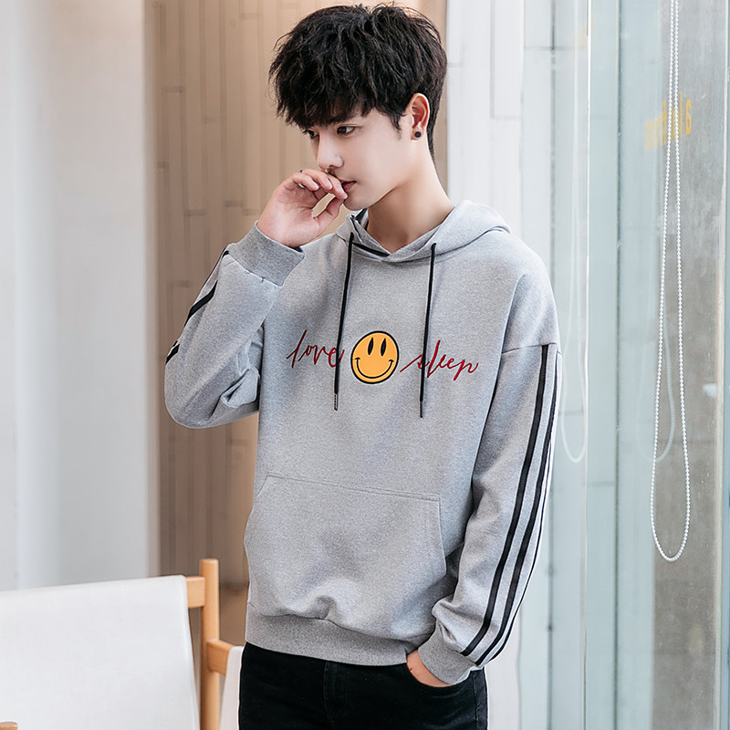 庄吉 2019春秋连帽卫衣男韩版潮流时尚宽松上衣JU-ZL96602 JU-ZL96602灰色 M