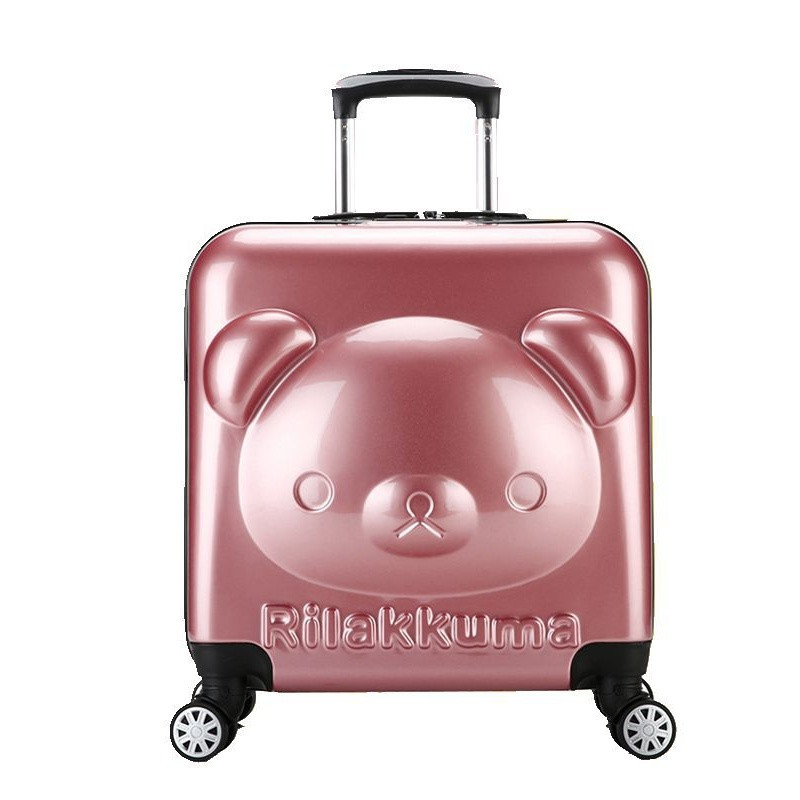 小熊拉杆箱万向轮儿童行李箱卡通立体熊礼品箱 玫瑰金 20寸
