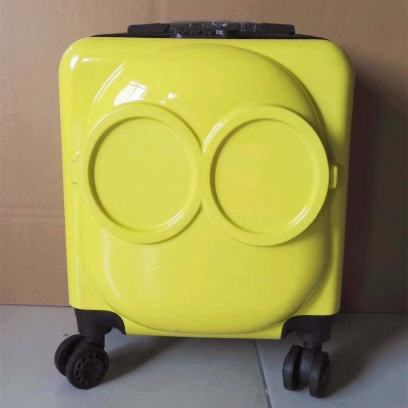 小熊拉杆箱万向轮儿童行李箱卡通立体熊礼品箱 小黄人三种表情 两节杆18寸