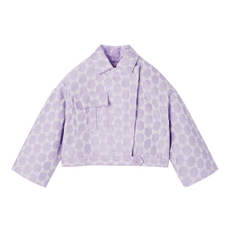 minipeace太平鸟童装春季女童紫罗兰夹克大翻领外套春秋装_9 110cm(110=110/56) 紫罗兰
