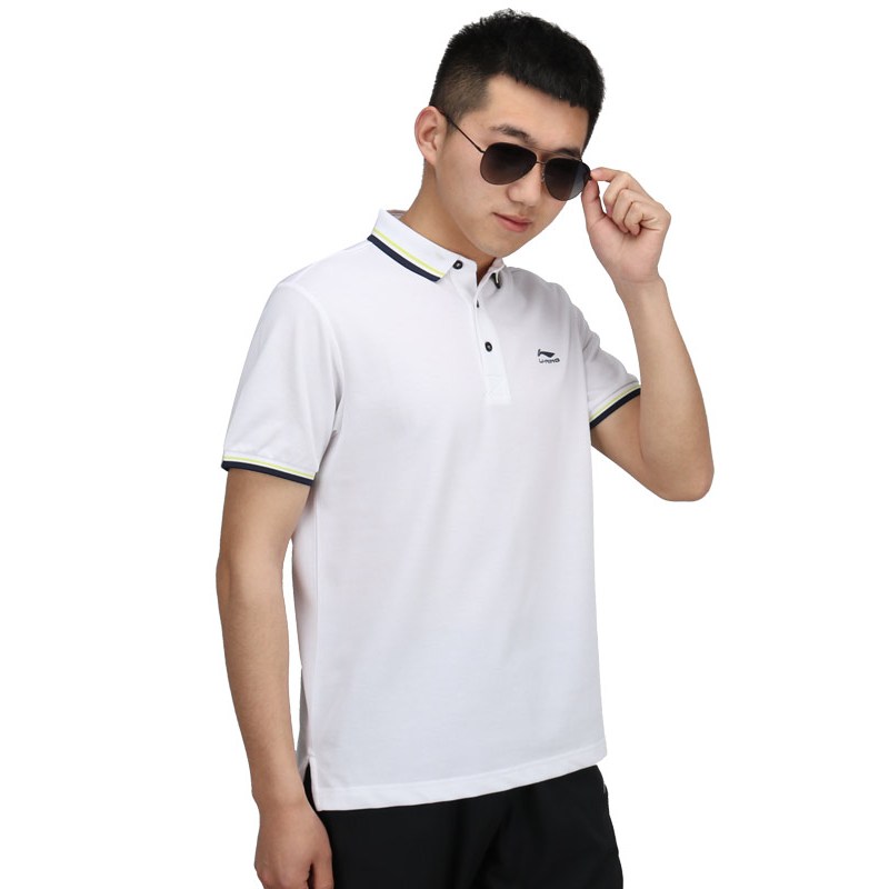 李宁男子夏季时尚运动舒适透气翻领短袖POLO 4XL 标准白1