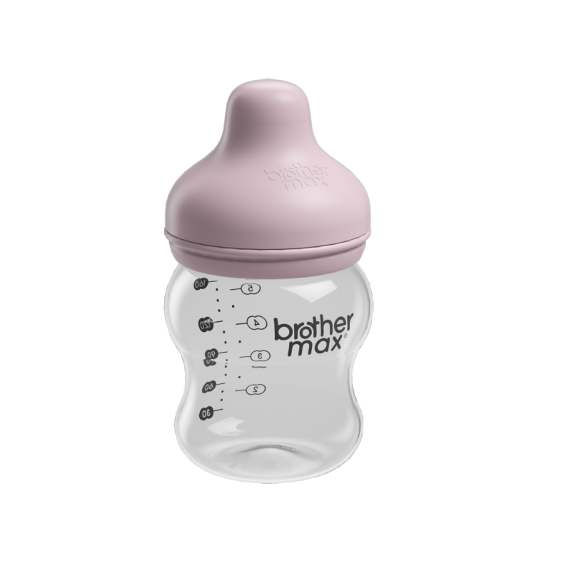 BrotherMax 超宽口径玻璃奶瓶240ml/8oz+ M奶嘴 粉 BM116P