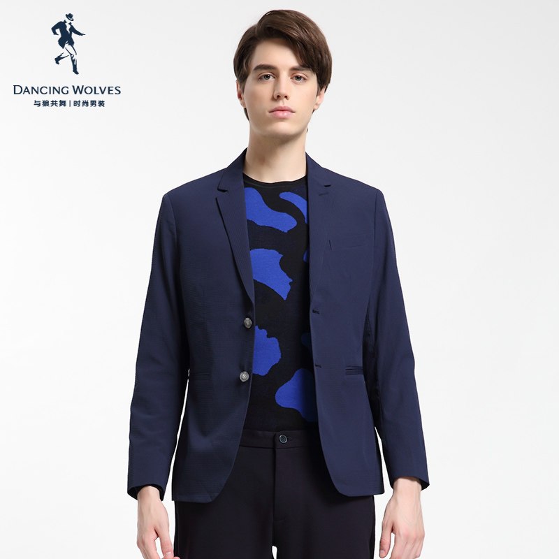 清仓特卖/与狼共舞休闲单西男青年韩版修身休闲西装西服外套DZ_3 50A 102深蓝