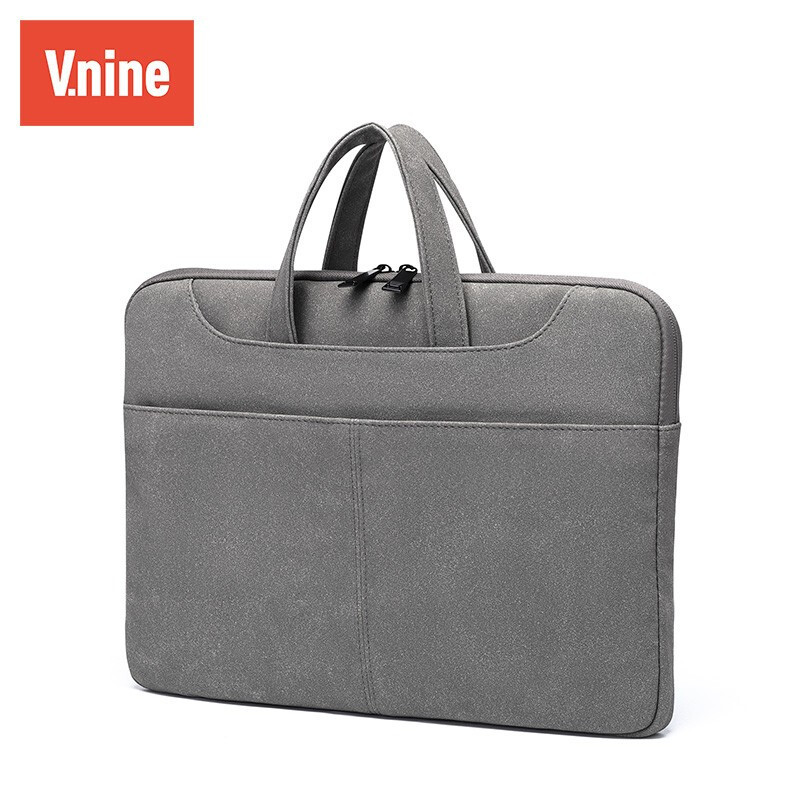 第九城（V.NINE）MacBook内胆包苹果air电脑包13.3/14英寸PU软皮防泼水 深灰色(VD912981)14英寸