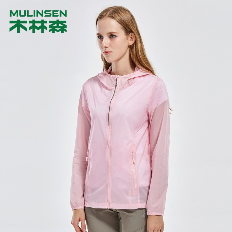 木林森(MULINSEN)户外防晒衣男女外套透气皮肤衣防晒服运动风衣FQ819001 3XL 女款-粉色