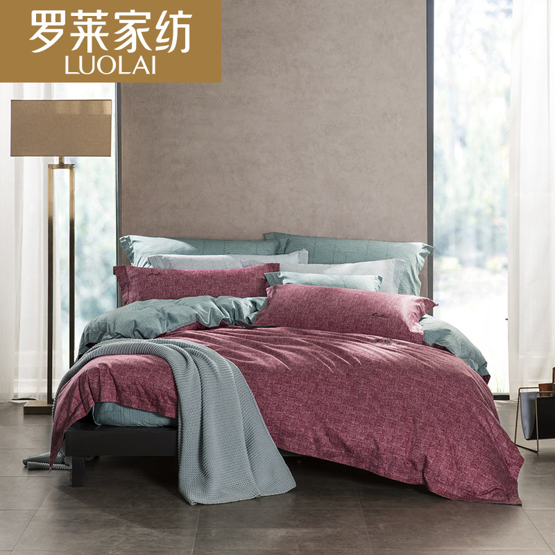 罗莱家纺床上用品高圆圆心愿款四件套60s长绒棉全棉缎纹四件套件花颜江南