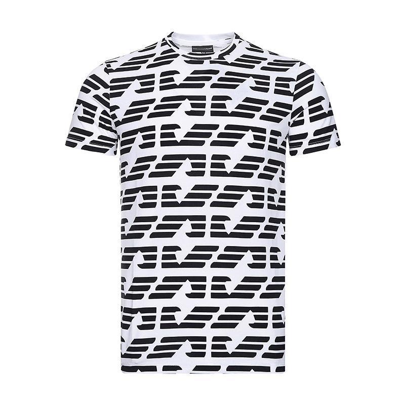 EMPORIO ARMANI EA 阿玛尼 男士棉质圆领短袖T恤 3Z1T87 1J12Z 0100-白色拼色 S