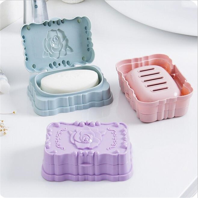 超值装欧式花朵肥皂盒创意浴室香皂架卫生间洗脸香皂盒沥水皂托 香皂盒三个装（发6个）