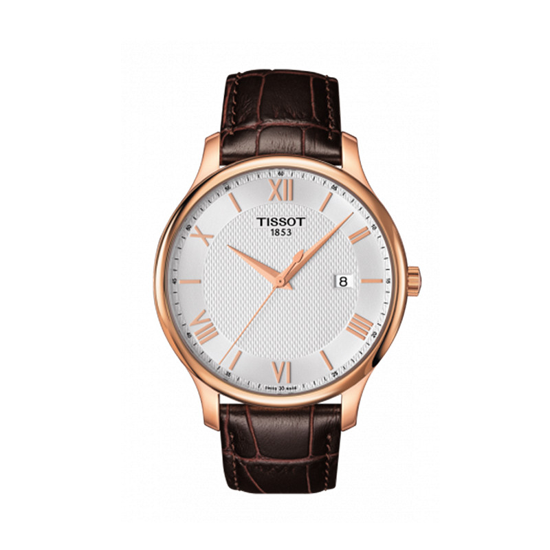 Tissot 天梭俊雅系列皮带石英男表T0636103603800 玫金色棕皮带