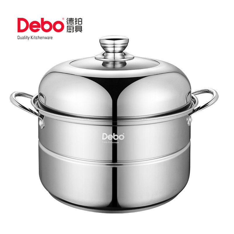 德铂（Debo）德尔堡DEP-361蒸锅 高品质不锈钢 三层加厚复合底汤锅电磁炉燃气灶通用 银色