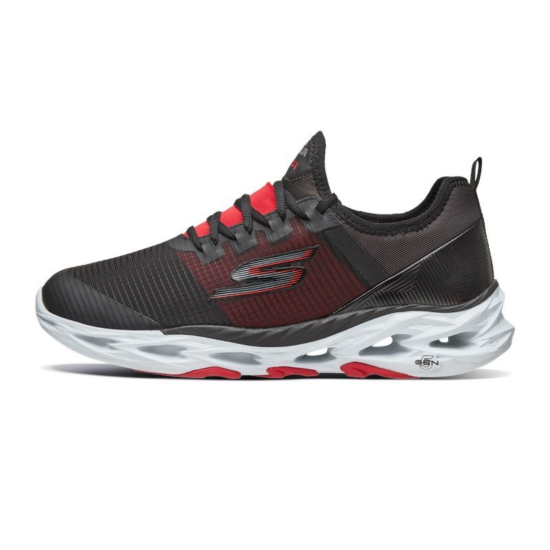 Skechers斯凯奇男鞋新款轻质透气布休闲鞋跑步鞋慢跑鞋54841 黑色/红色/BKRD 39.5
