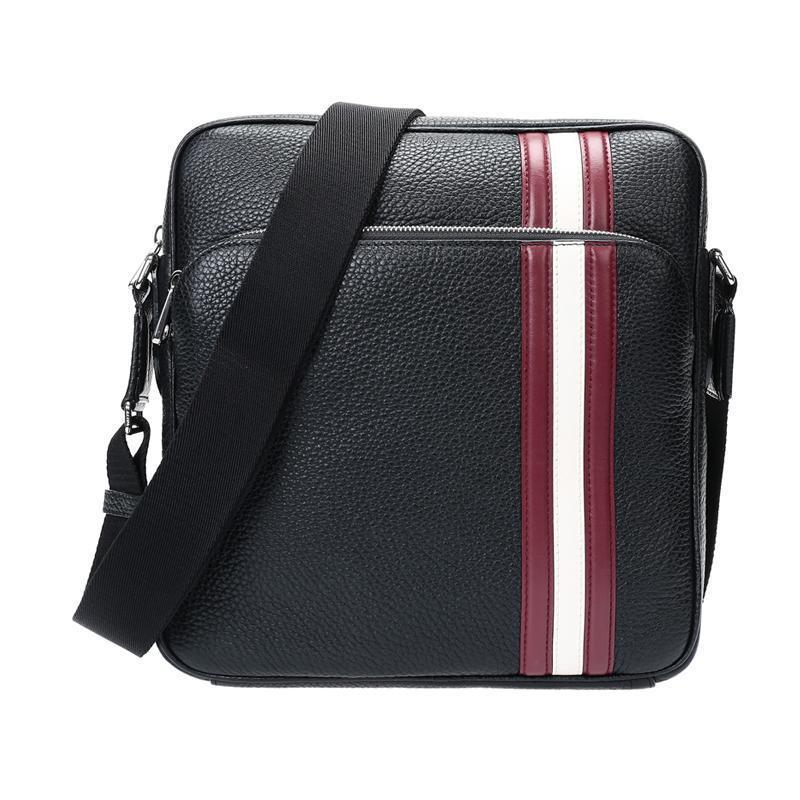 BALLY 巴利 男士皮质手提单肩斜挎包 SOREL TSP 00-黑色红白条纹