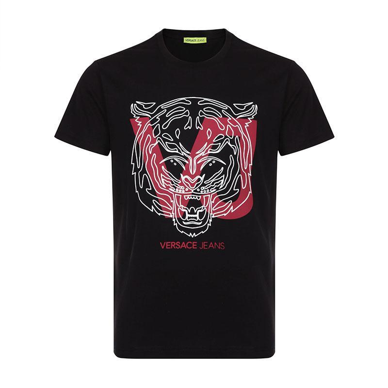 Versace Jeans 范思哲 男士棉质圆领短袖T恤 B3GSA72C 36591 899-黑色印花图案 XL