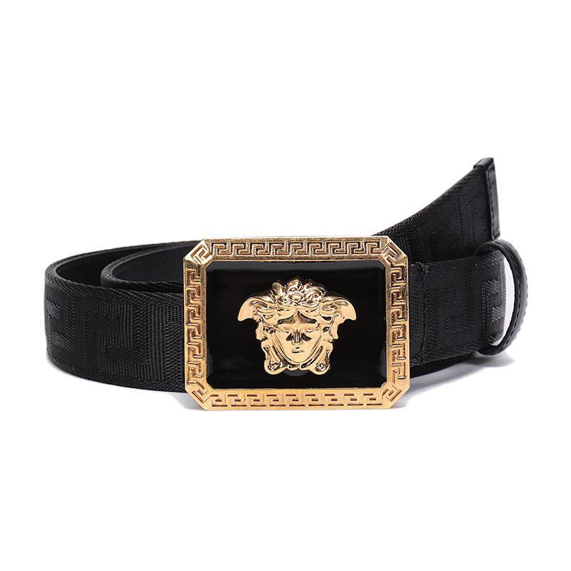 Versace 范思哲 男士织物美杜莎带扣腰带 DCU6869 DNAVV K41OT-黑色 115cm