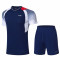 李宁（LI-NING）羽毛球服男女款聚酯纤维圆领短袖T恤短裤套装 AATP019 XXL AATP019-3男款蓝色