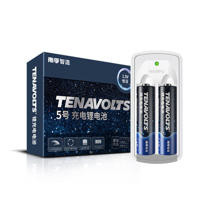 南孚锂可充Tenavolts USB充电电池 1.5V恒压快充五号 2节套装