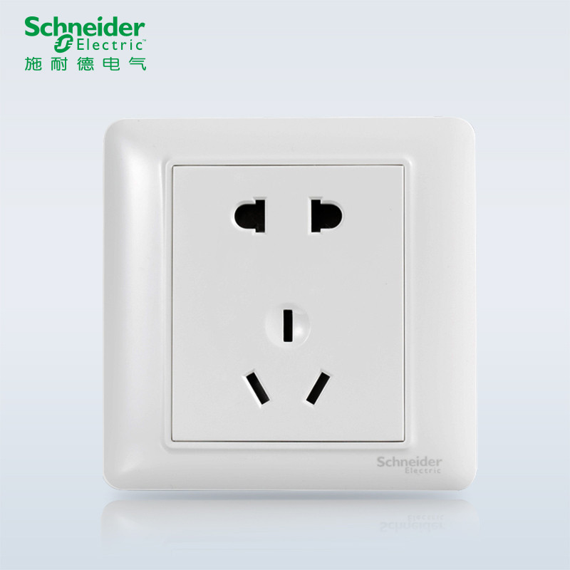 施耐德电气(Schneider Electric)睿意经典白 开关插座面板 86型面板家用墙壁式 经典白 五孔插座