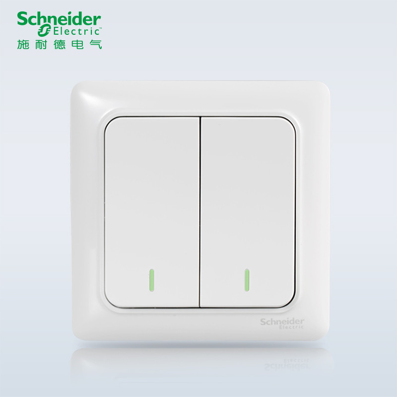 施耐德电气(Schneider Electric)睿意经典白 开关插座面板 86型面板家用墙壁式 经典白 双联单控