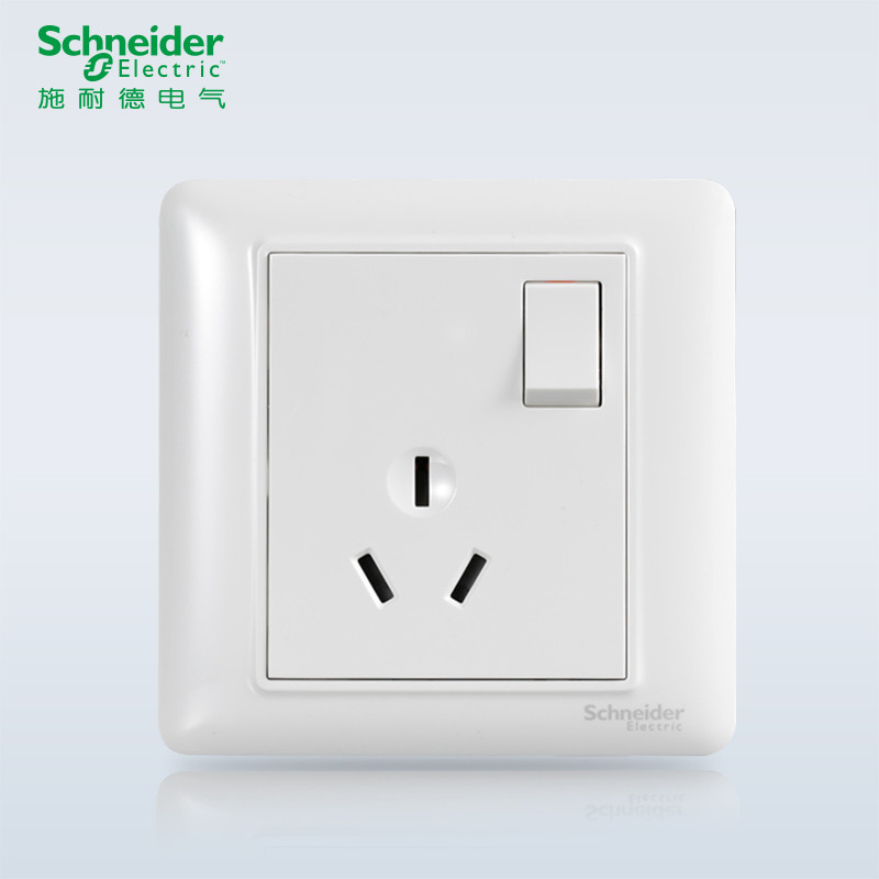 施耐德电气(Schneider Electric)睿意经典白 开关插座面板 86型面板家用墙壁式 经典白 一开三孔10A