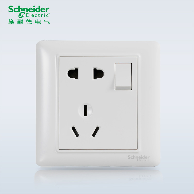 施耐德电气(Schneider Electric)睿意经典白 开关插座面板 86型面板家用墙壁式 经典白 一开五孔