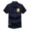 袋鼠(DAISHU) 2019夏季新品 中青年男士时尚简约印花修身短袖衬衫 DS0117503 180 蓝色