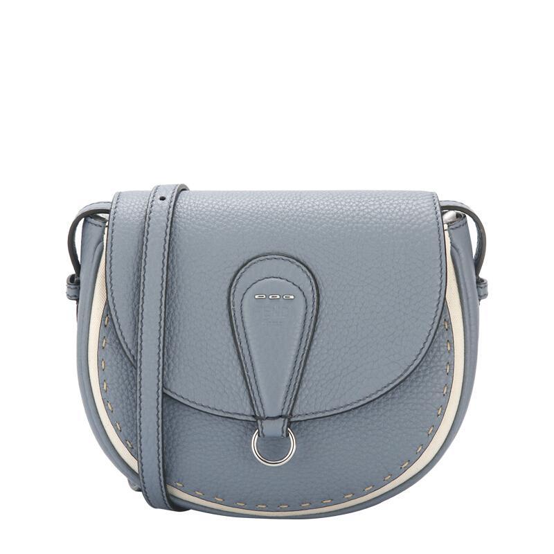 FENDI 女士牛皮单肩包马鞍包 8BT304 A6CF F15W5-浅蓝色